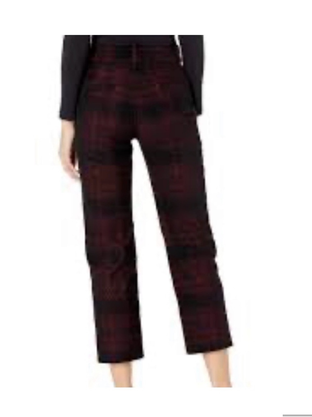 NWT AG Jeans The Elvie high-rise crop trouser red and black plaid corduroy  27 - Picture 2 of 11